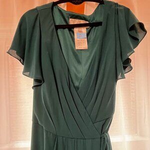 David's Bridal Flutter Sleeve Wrap Dress Gem Size 12